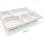 5 Deep Compartment Sugarcane Tray (200 Pcs)