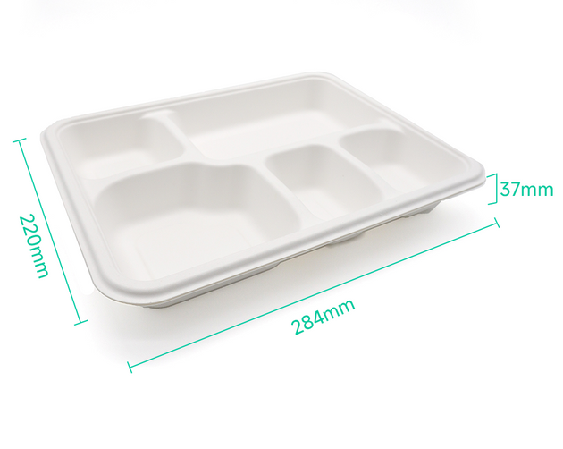 5 Deep Compartment Sugarcane Tray (200 Pcs)