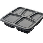 5 Compartment Food Container- Black Base + Lids (150 Pcs Set)