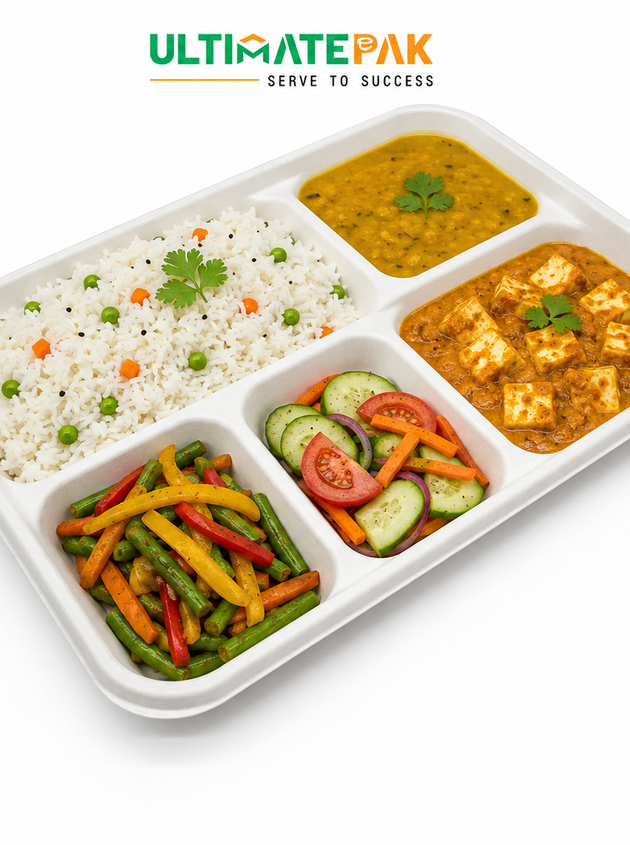 5 Compartments Shallow Platter- SC (500 Pcs)