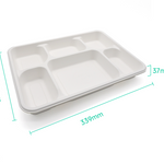 6 Compartment Deep Sugarcane Tray (200 Pcs)