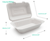 9x6x3" Sugarcane Clamshell (200 Pcs)