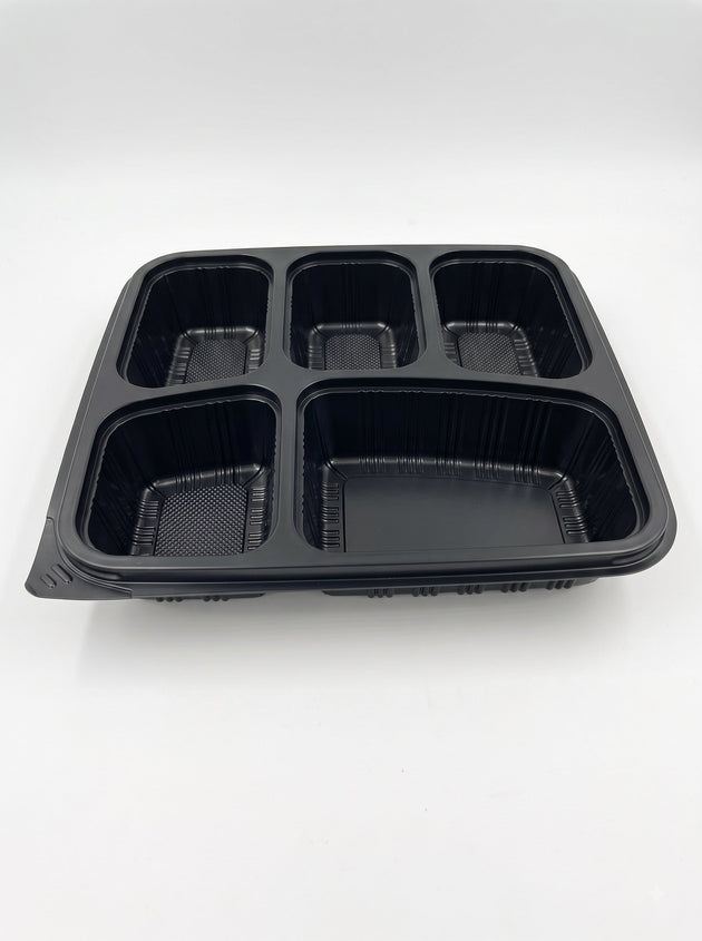 5 Compartment Food Container- Black Base (300 Pcs)