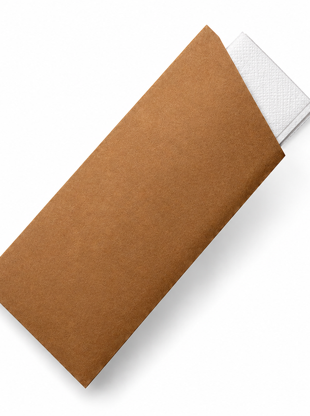 Kraft Cutlery Pouch with white Napkin (1000 Pcs)