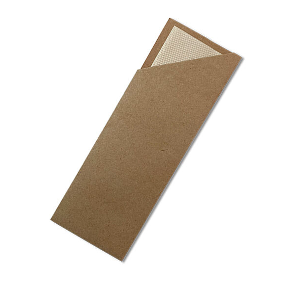 Kraft Cutlery Pouch with Bamboo Napkin (1000 Pcs)