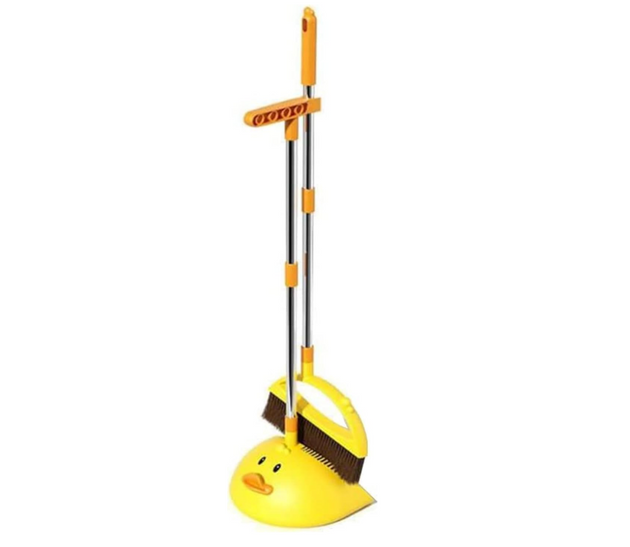 Duck Cleaning Broom and Dustpan Set with Long Handle