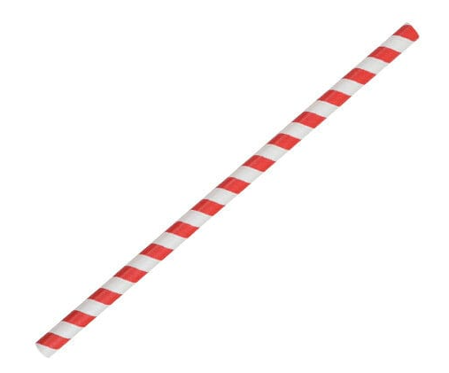 Paper Straw Jumbo - 10x240mm - Red Stripe (2500 Pcs)