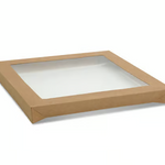 Rectangle Kraft Catering Tray Lid Medium w PET Window (100 Pcs)