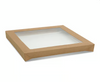 Rectangle Kraft Catering Tray Lid Medium w PET Window (100 Pcs)