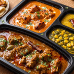 4 Compartment Food Container- Black Base + Lids with 2 Small Compartment (150 Pcs Set)