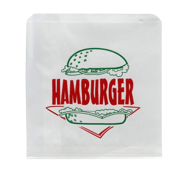 2 Square White Printed Hamburger Bags (1000 Pcs)