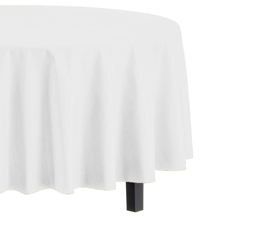 Plastic Round Table Cover White 213cm / 84in (96pcs)