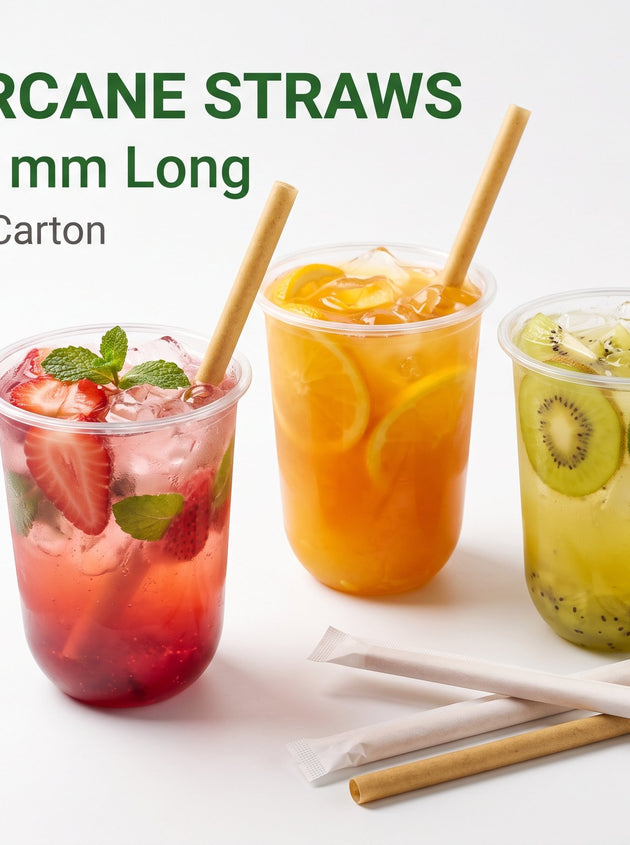 Sugarcane Straw - 8x200mm - Individual Wrapped (5000 Pcs)