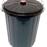 75L Rubbish Green Bin with Flat Black Lid