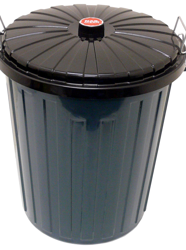 75L Rubbish Green Bin with Flat Black Lid