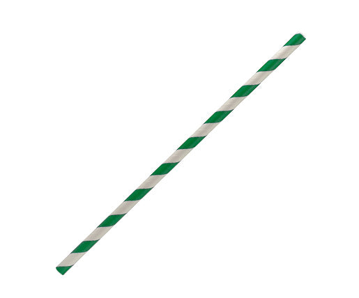 Paper Straw Regular - 197mm - Green Stripe (2500 Pcs)