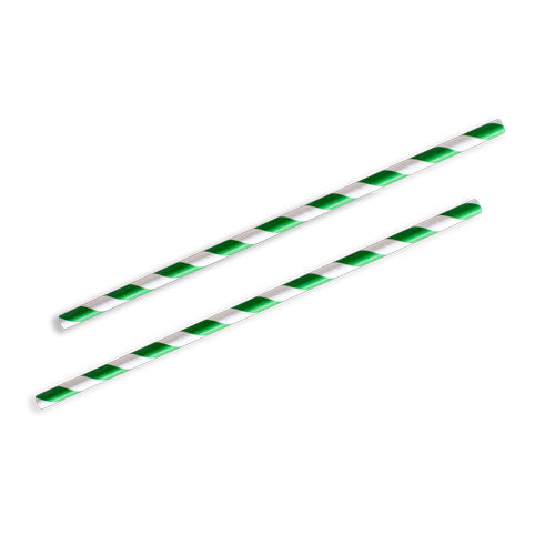 Paper Straw Regular - 197mm - Green Stripe (2500 Pcs)