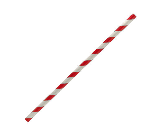 Paper Straws  Regular - 197mm - Red Stripes (2500 Pcs)
