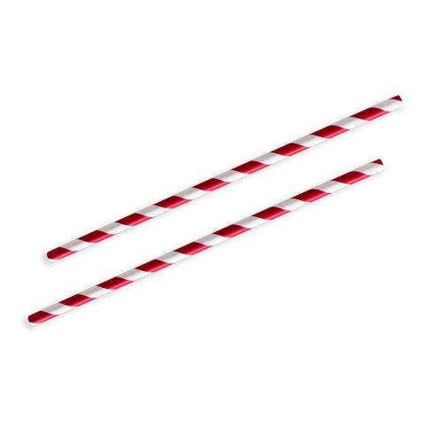 Paper Straws  Regular - 197mm - Red Stripes (2500 Pcs)