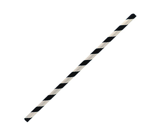 Paper Straw Cocktail- 120mm - Black Strip (2500 Pcs)