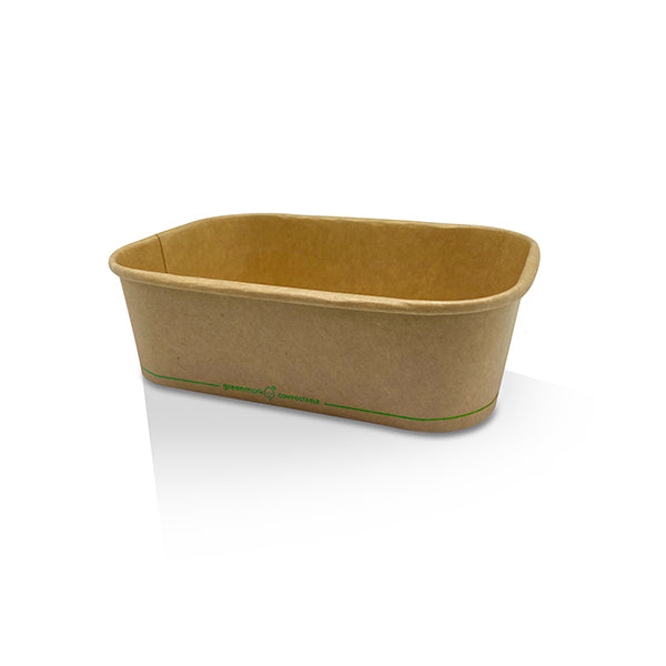 PP Coated Kraft Rectangular Container 650ml (300 Pcs)