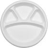 12" Round  Plate- 4 Compartments - Sugarcane (250 Pcs)