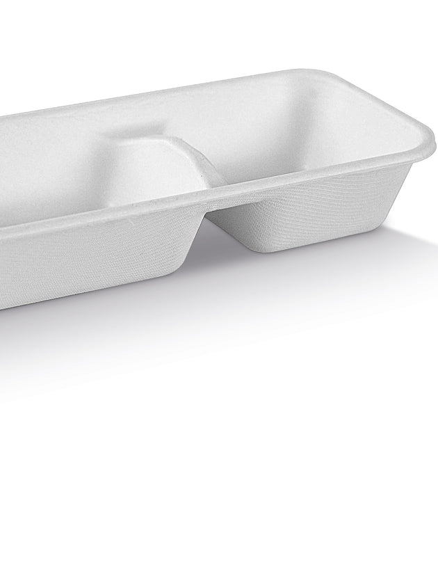 Sugarcane Tray- 2 Compartment (400 Pcs)