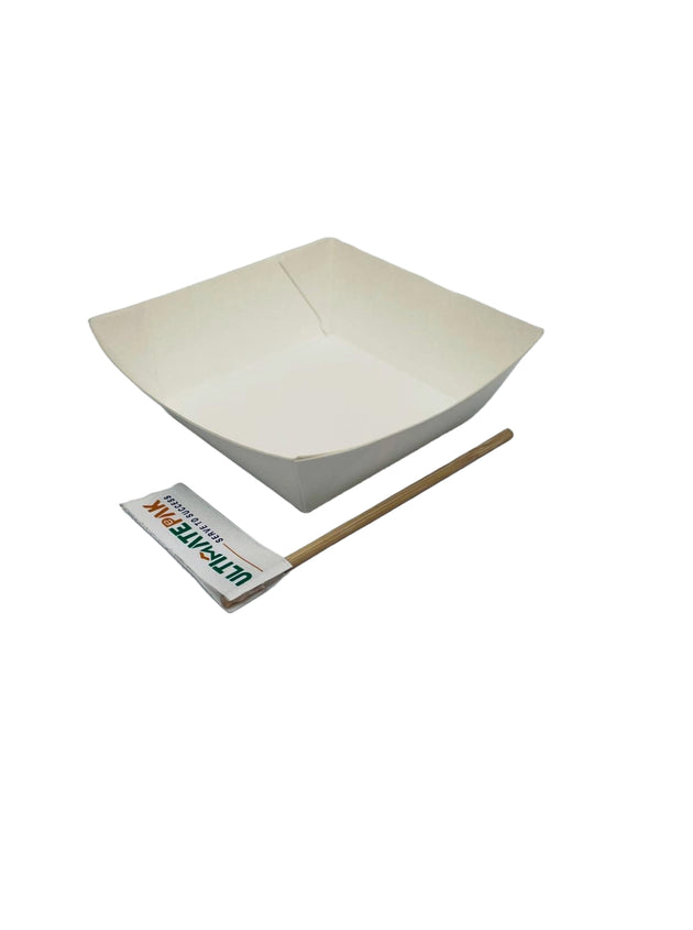 White Cardboard Takeaway Tray- Mini (900 Pcs)