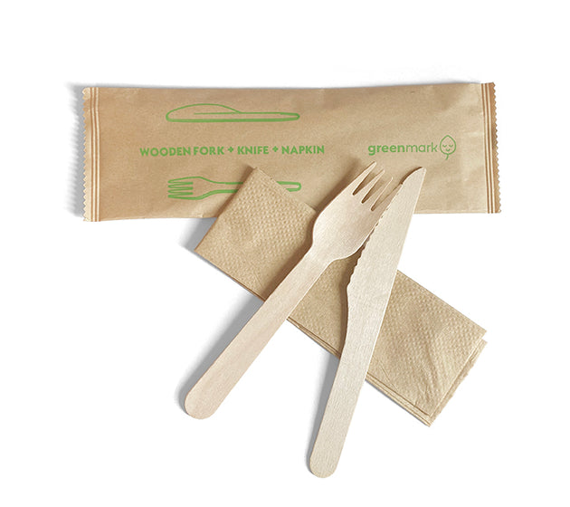 Wooden Fork/ Knife/ Napkin Cutlery Set - 6