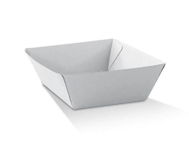 White Corrugate Takeaway Tray 1- Small (500 Pcs)
