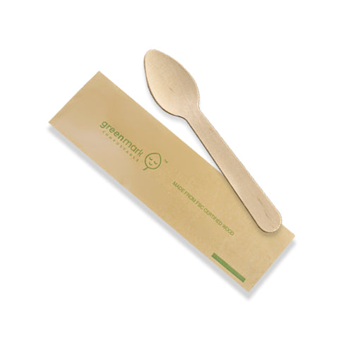 Wooden Tea Spoon Individually Wrapped- 110mm (1000 Pcs)